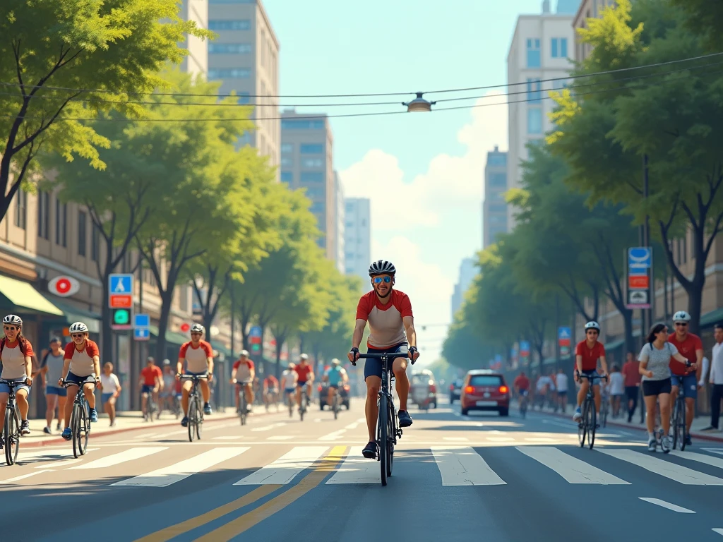 Abstract illustration of cycle lane flow